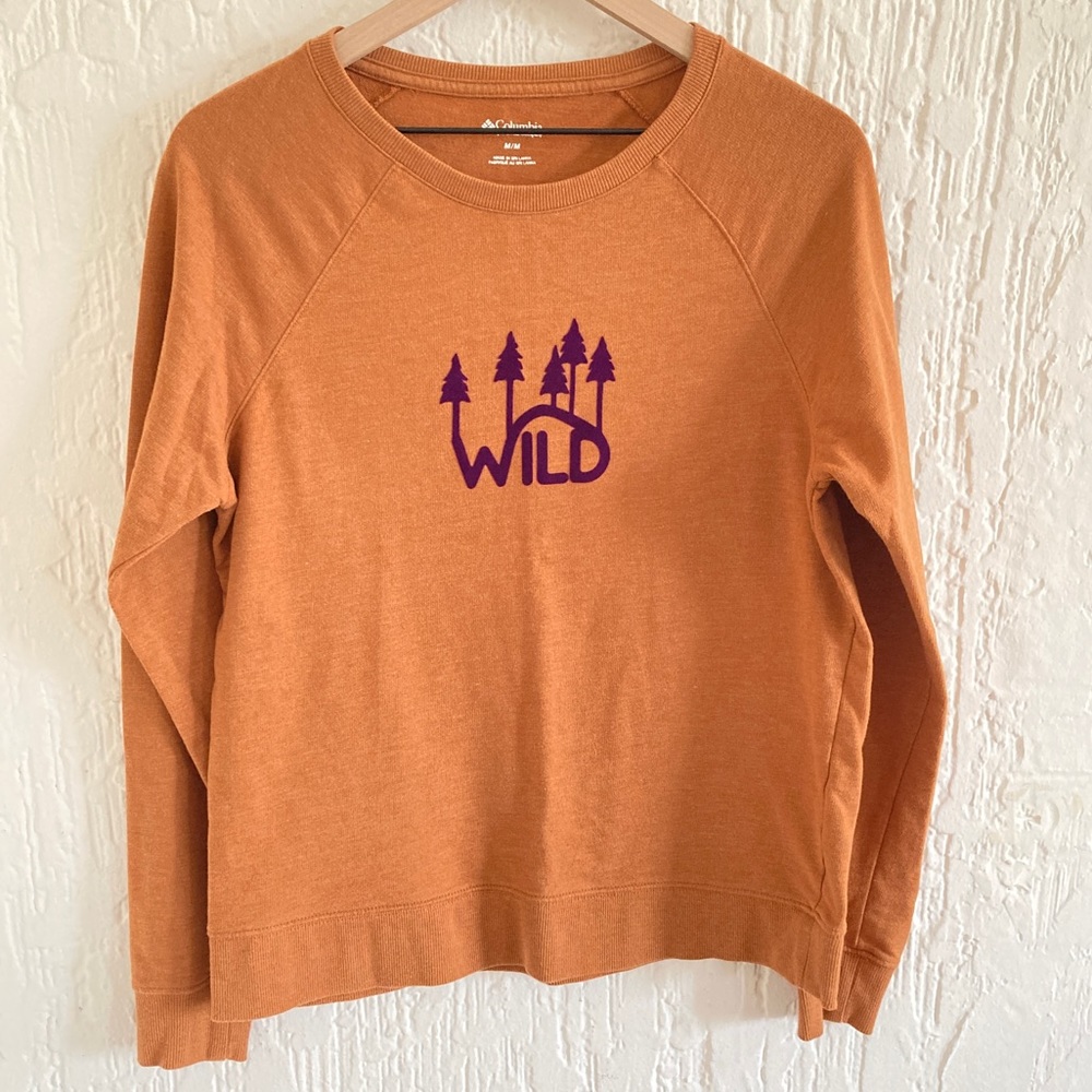 Columbia Orange Long Sleeve “Wild” Pullover Sweatshirt Shirt Size Medium